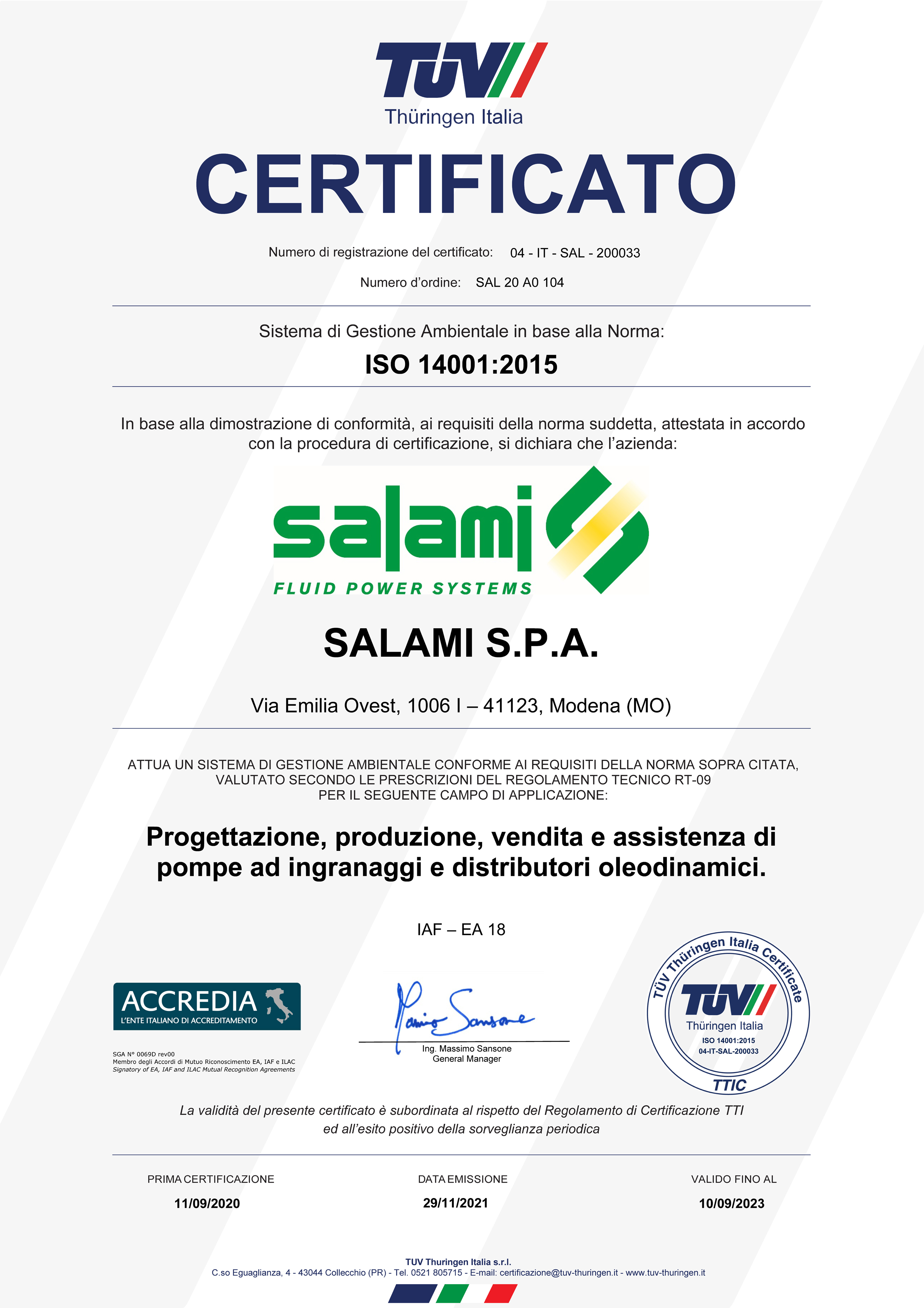 Certificazioni Di Qualità - Salami SpA | Componenti Oleodinamici ...